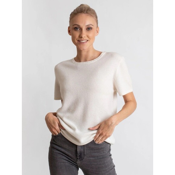 (A2) Cashmere 100%, ONLY AT BLOOMINGDALE'S T-shirt "Fresh"-bone color, Size M. - Picture 1 of 13